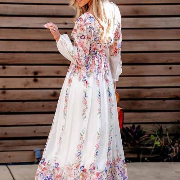 Cupshe Floral Romance Blouson Sleeve Maxi Dress Size XL - Picture 2 of 2